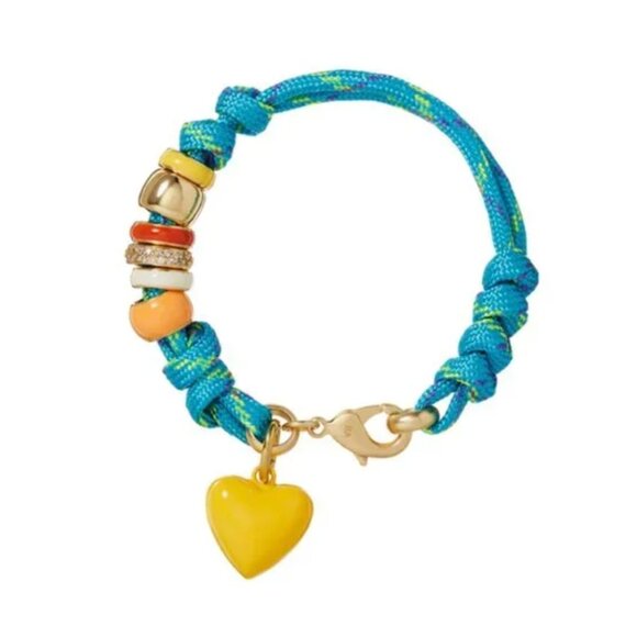Roxanne Assoulin The Super Size Happy Cord Bracelet Blue/Yellow Heart - Picture 1 of 5